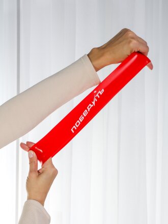 Эластичная фитнес лента 50х5х0.1 см, резина, 10 кг, красная, Победитъ, 006841