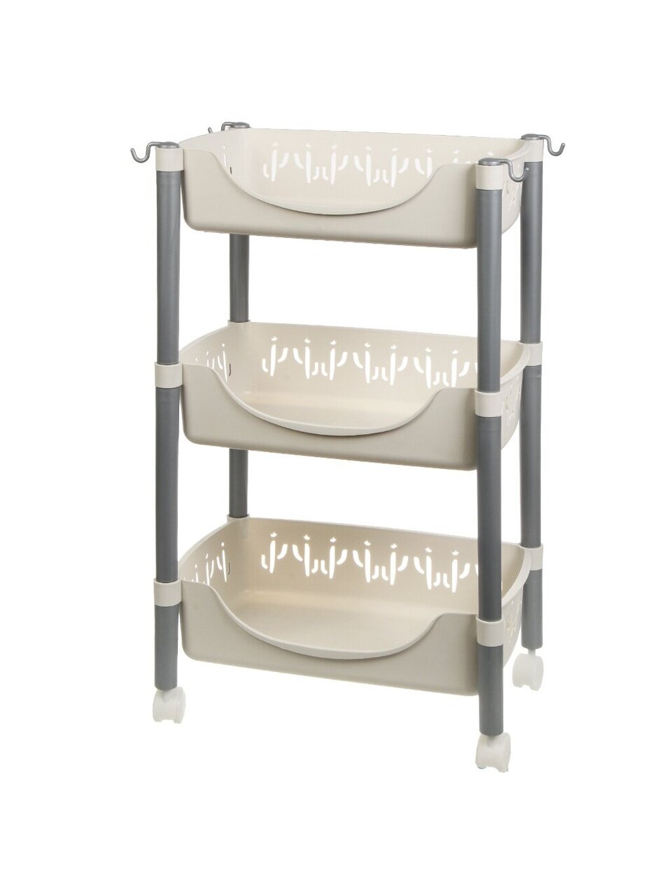 Полка универсальная, пластик, 3 секции, 50х30х80 см, серо-белая, Y4-9120