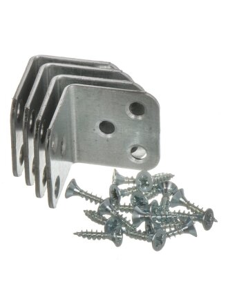 Уголки мебельные 30x30x30x2 мм, с шурупом, белый цинк, 4 шт, Element, 152820