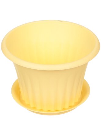 Горшок для цветов пластик, 1 л, 16х11 см, банановый, Idea, Кэрол, М 3155