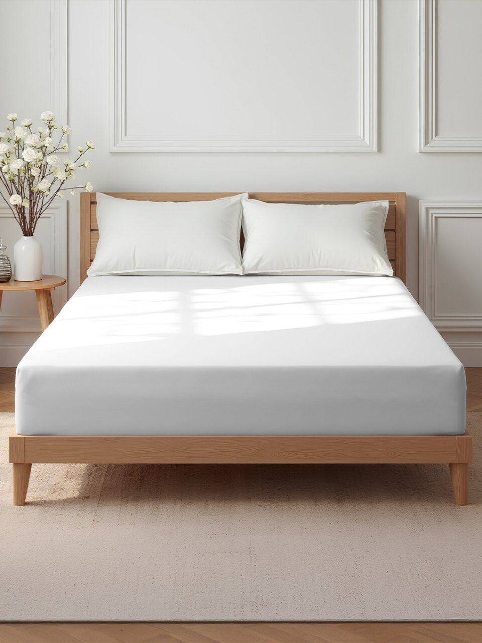 Простыня 1.5-спальная, 140 х 200 х 25 см, 100% хлопок, поплин, на резинке, Silvano, Белый