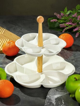 Ваза для фруктов, 2 яруса, керамика, 30.5, 28 см, Y4-6271