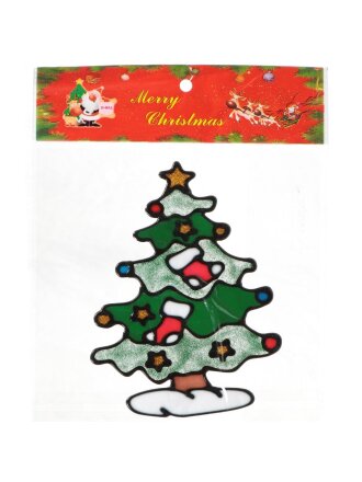 Наклейка на стекло, 19х23.5 см, в ассортименте, Елка, SYBXT18-092