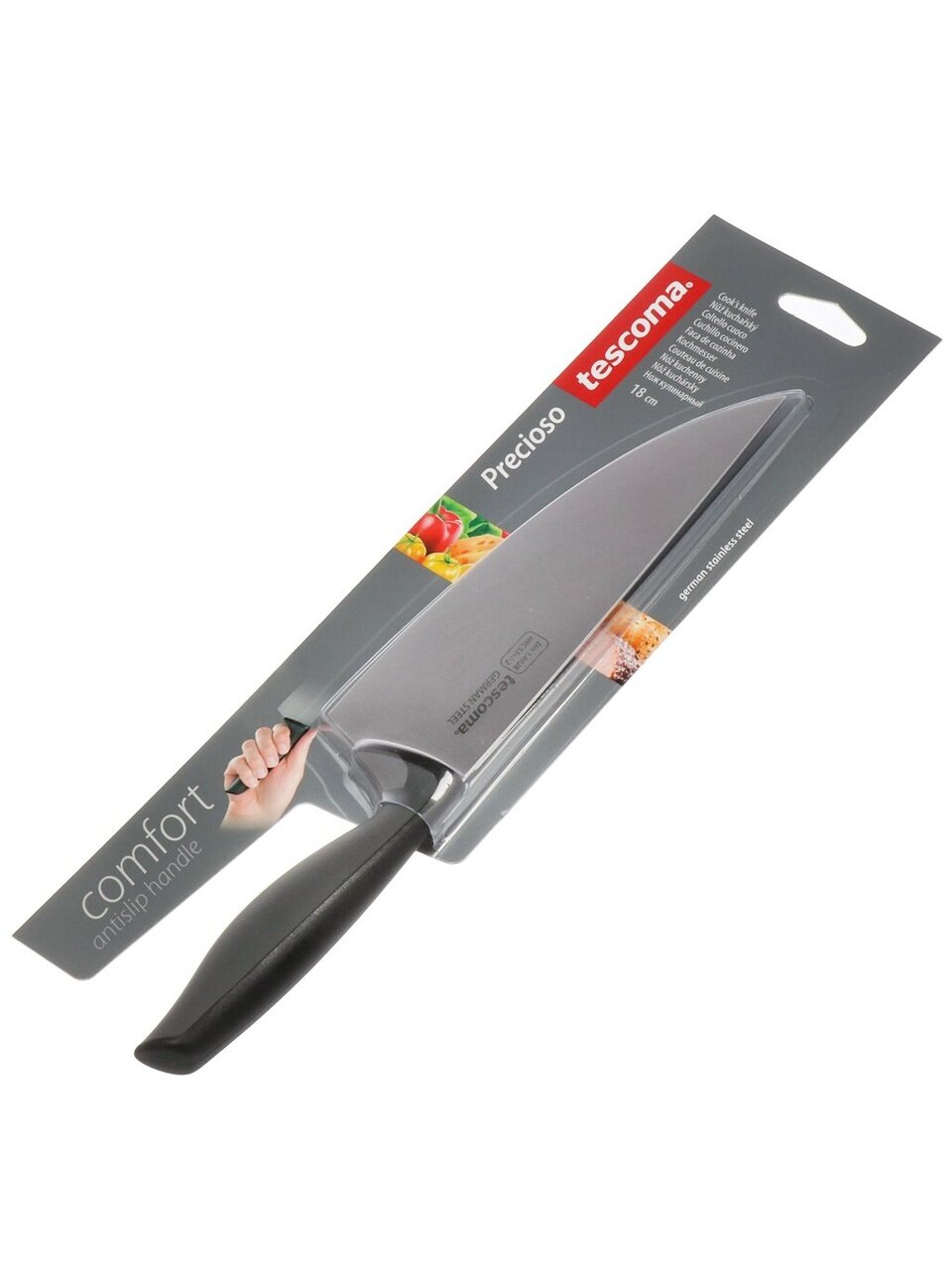 Нож кухонный Tescoma, Precioso, поварской, нержавеющая сталь, 18 см, рукоятка пластик, 881229