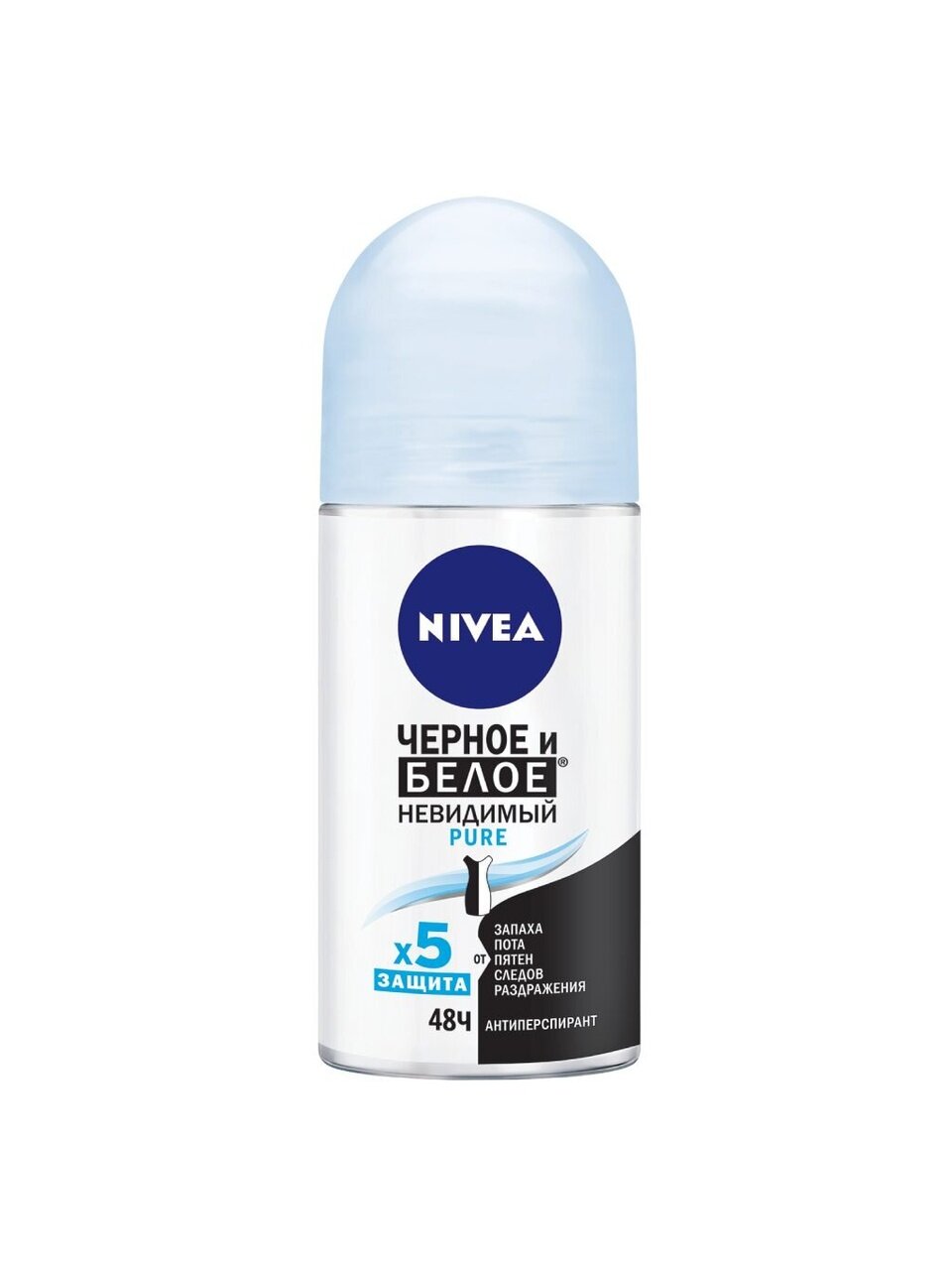 Дезодорант Nivea, Невидимая защита для черного и белого Clear, для женщин, ролик, 50 мл