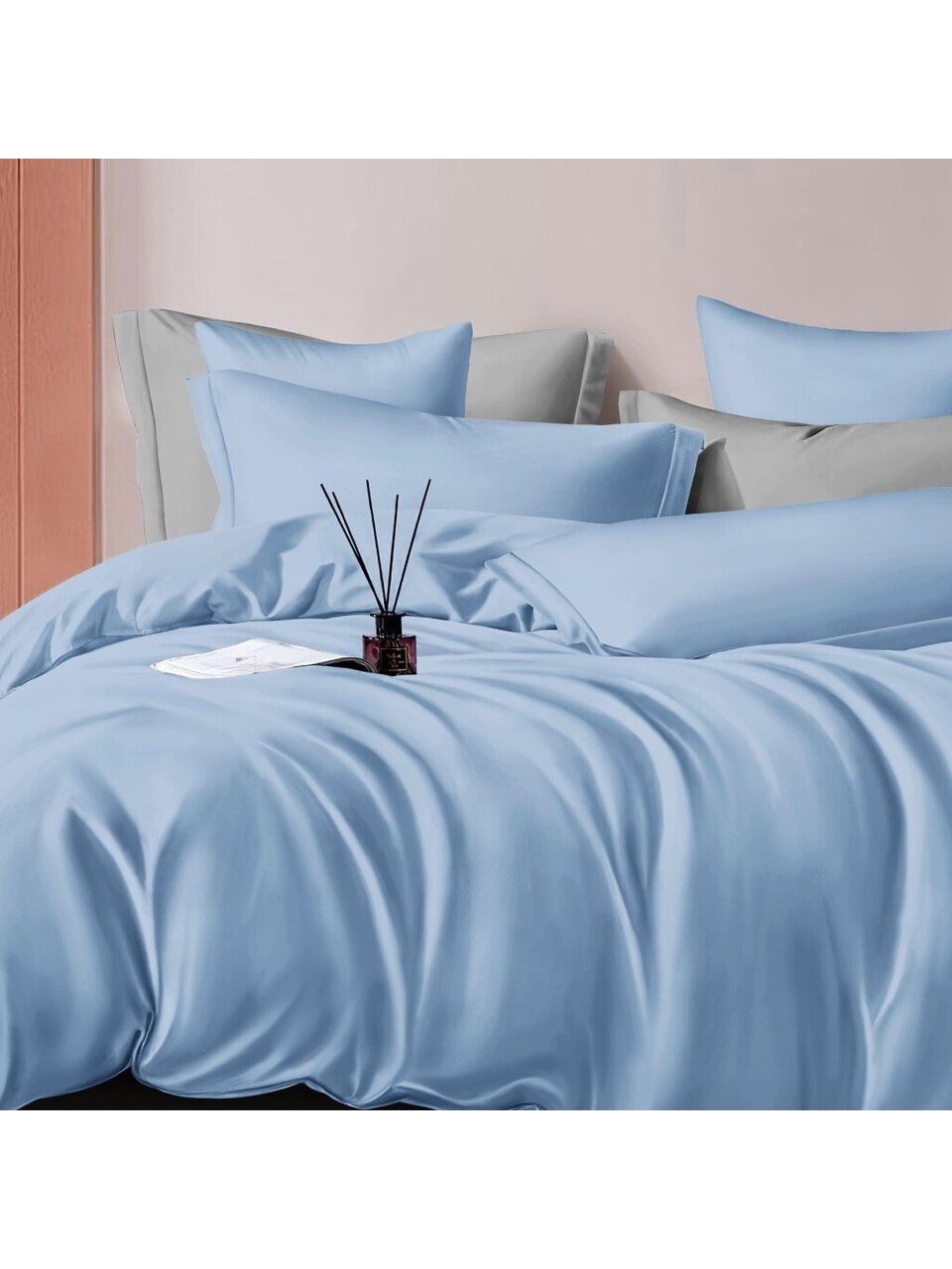 Постельное белье семейное, простыня 210х240 см, 2 наволочки 70х70 см, 2 наволочки 50х70 см, пододеяльник 145х210 см, Luxor, сатин, Светлая лаванда