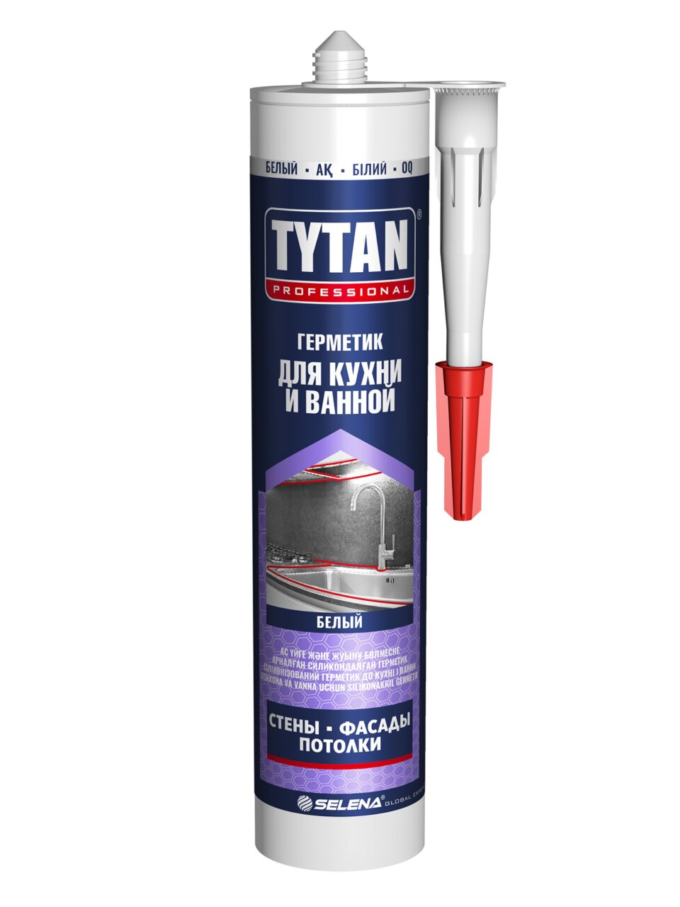 Герметик силикон-акриловый, для кухни и ванной, Tytan, 16159, 280 мл, белый