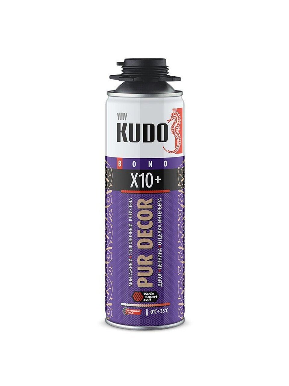 Клей-пена KUDO, Pur Decor X10+, 650 мл, всесезонный, KUPP06B10HC