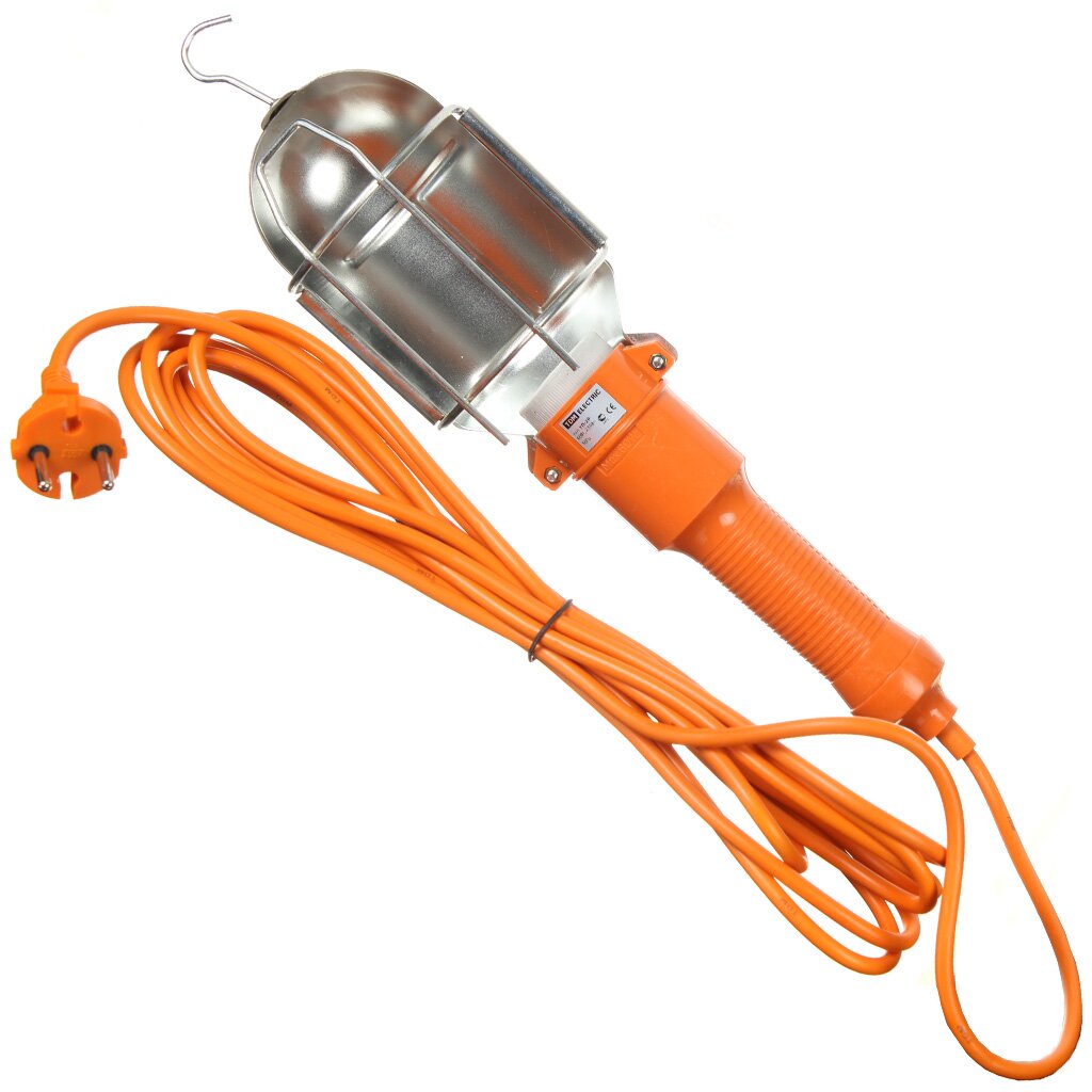 Светильник переносной 5 м, круглая вилка, 2Р, оранжевый, TDM Electric, УП-2Р, SQ0306-0004