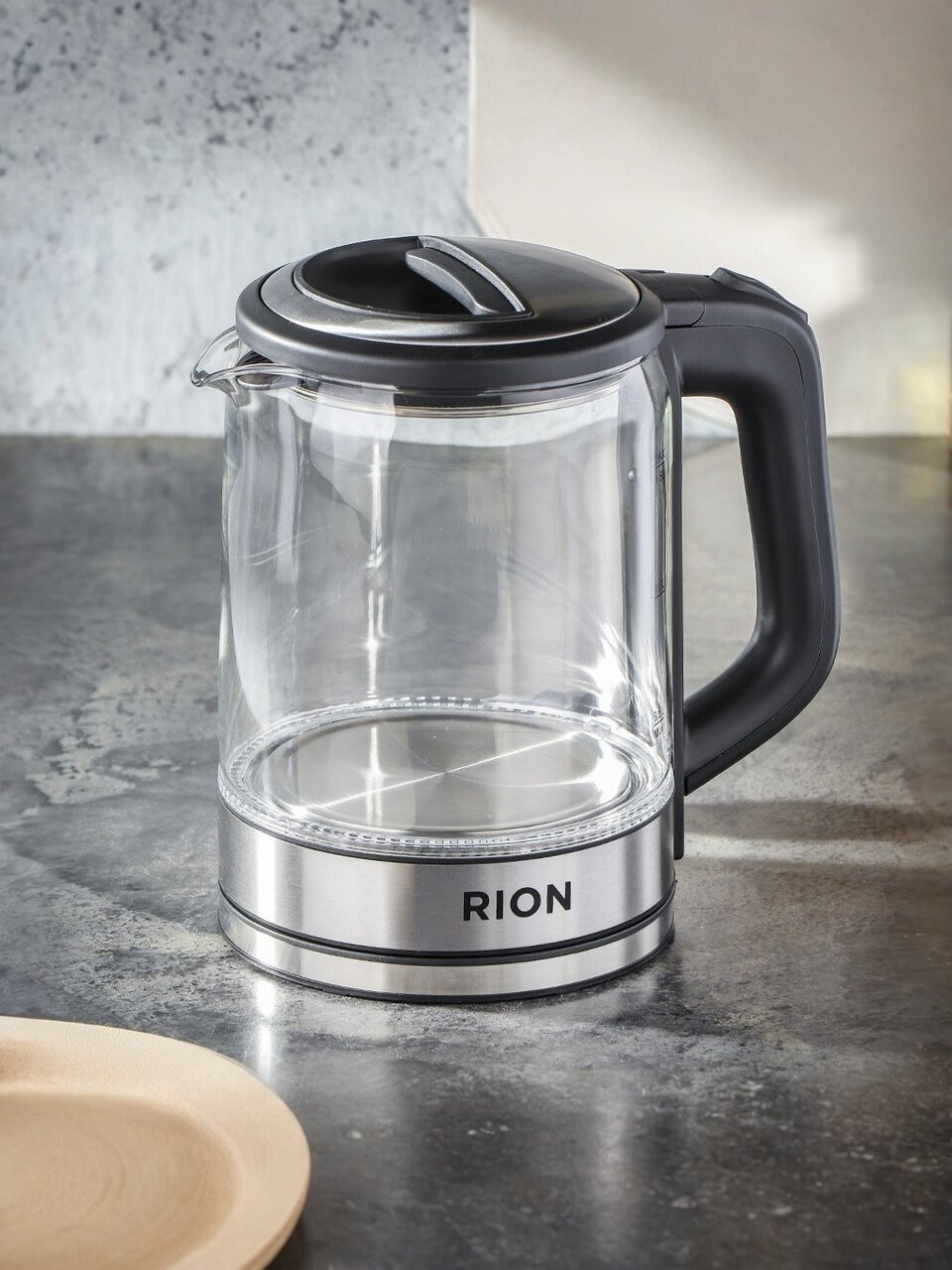 Чайник электрический Rion, CX-K311-18, 1.5 л, 1500 Вт, скрытый нагревательный элемент, стекло, пластик