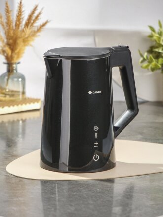 Чайник электрический Daniks, D3815E, черный глянцевый, 1.7 л, 2200 Вт, скрытый нагревательный элемент, сталь, пластик