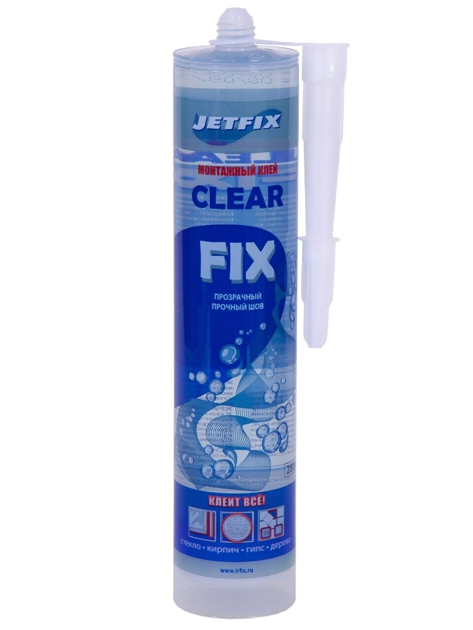 Клей-герметик Jetfix, гибридный, монтажный, бесцветный, однокомпонентный, 280 мл, 21086, Clear Fix