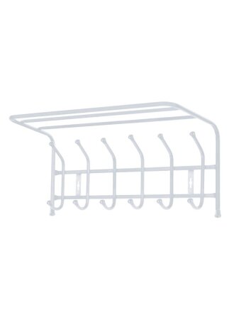 Вешалка настенная 6 крючков, с полкой, настенная, 24.5х60.5х26.5 см, металл, Nika, ВП6, матовый серый