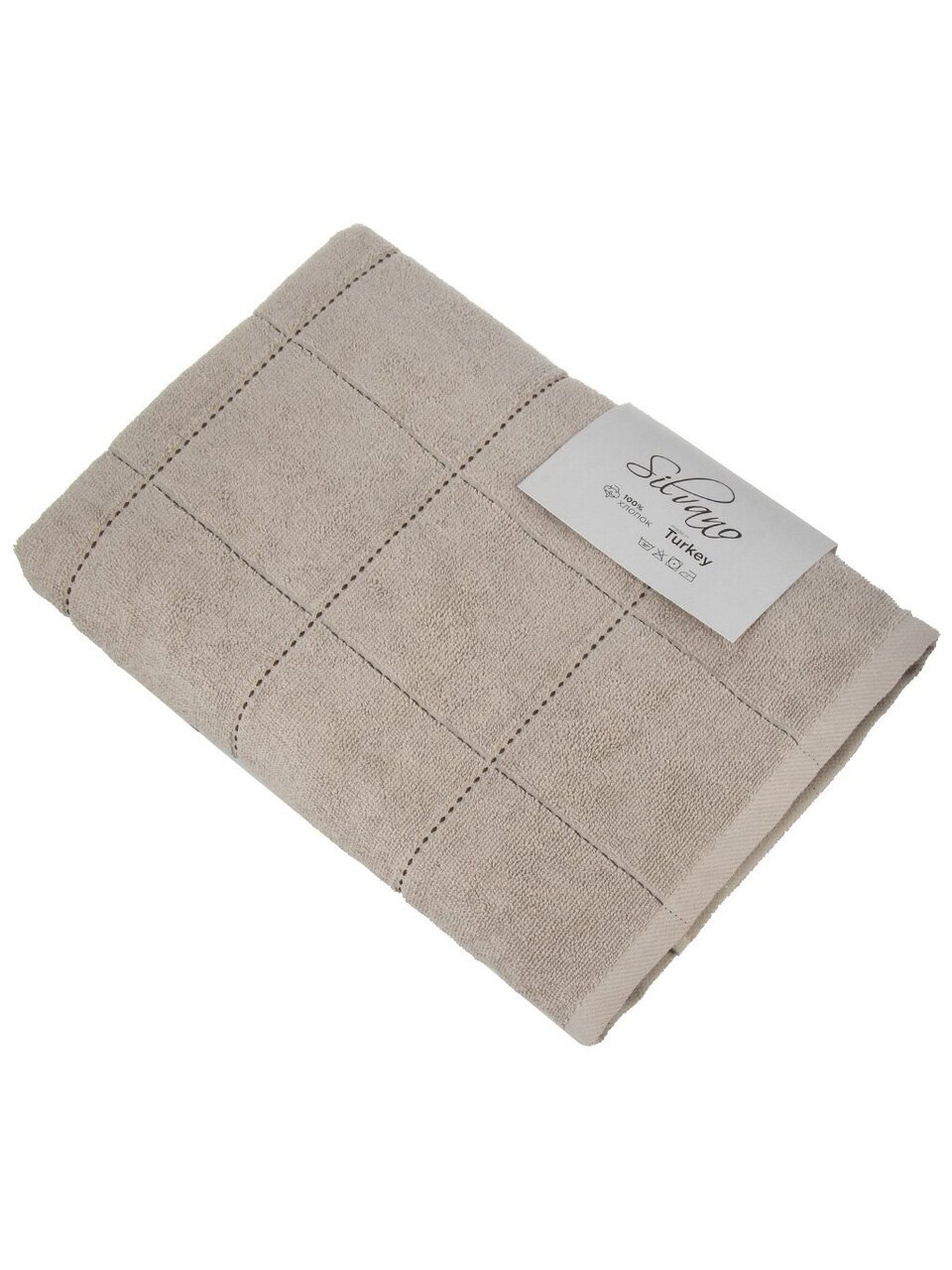 Полотенце банное 70х140 см, 100% хлопок, 500 г/м2, Тейс, Silvano, серо-коричневое, Турция
