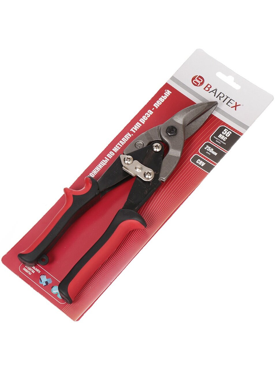 Ножницы по металлу леворежущие, 250 мм, CrV, двухкомпонентная ручка, Bartex, 1219002