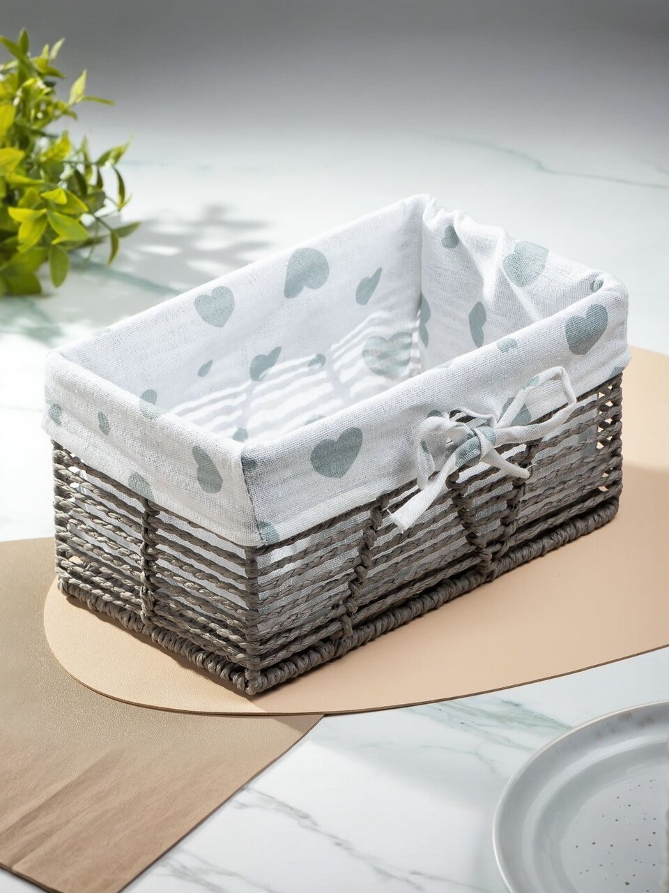 Корзина 26х16х13 см, прямоугольная, плетеная, серая, Y4-7911