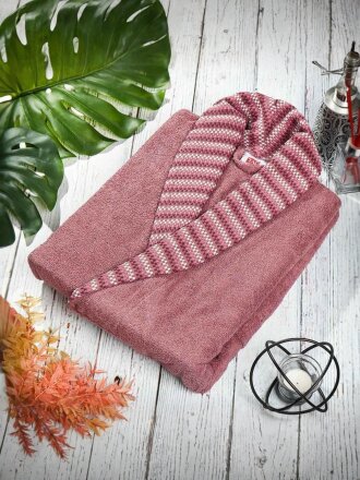 Халат унисекс, махровый, 100% хлопок, темно-розовый, S-M, ТАС, Murdum, 6 120