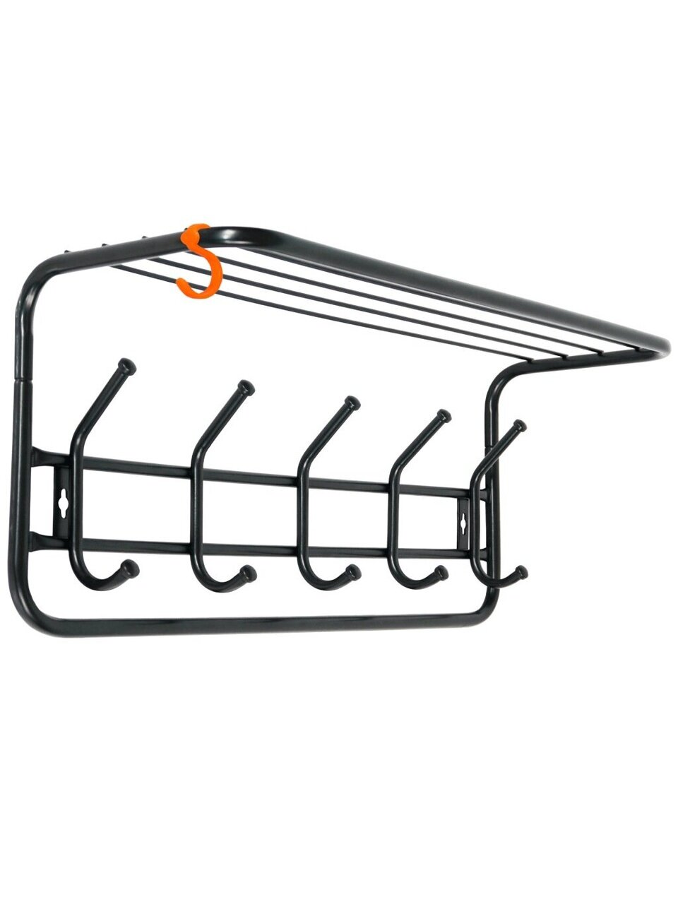 Вешалка настенная 5 крючков, с полкой 60, 60х22х26.5 см, ЗМИ, ВСП 6 Ч, черная