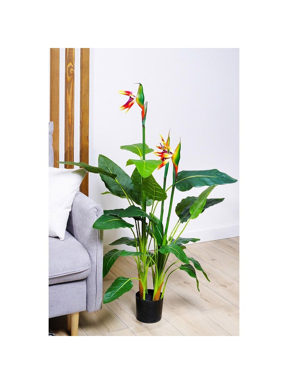 Дерево искусственное декоративное в кашпо с красным цветком, 130 см, Y4-3385