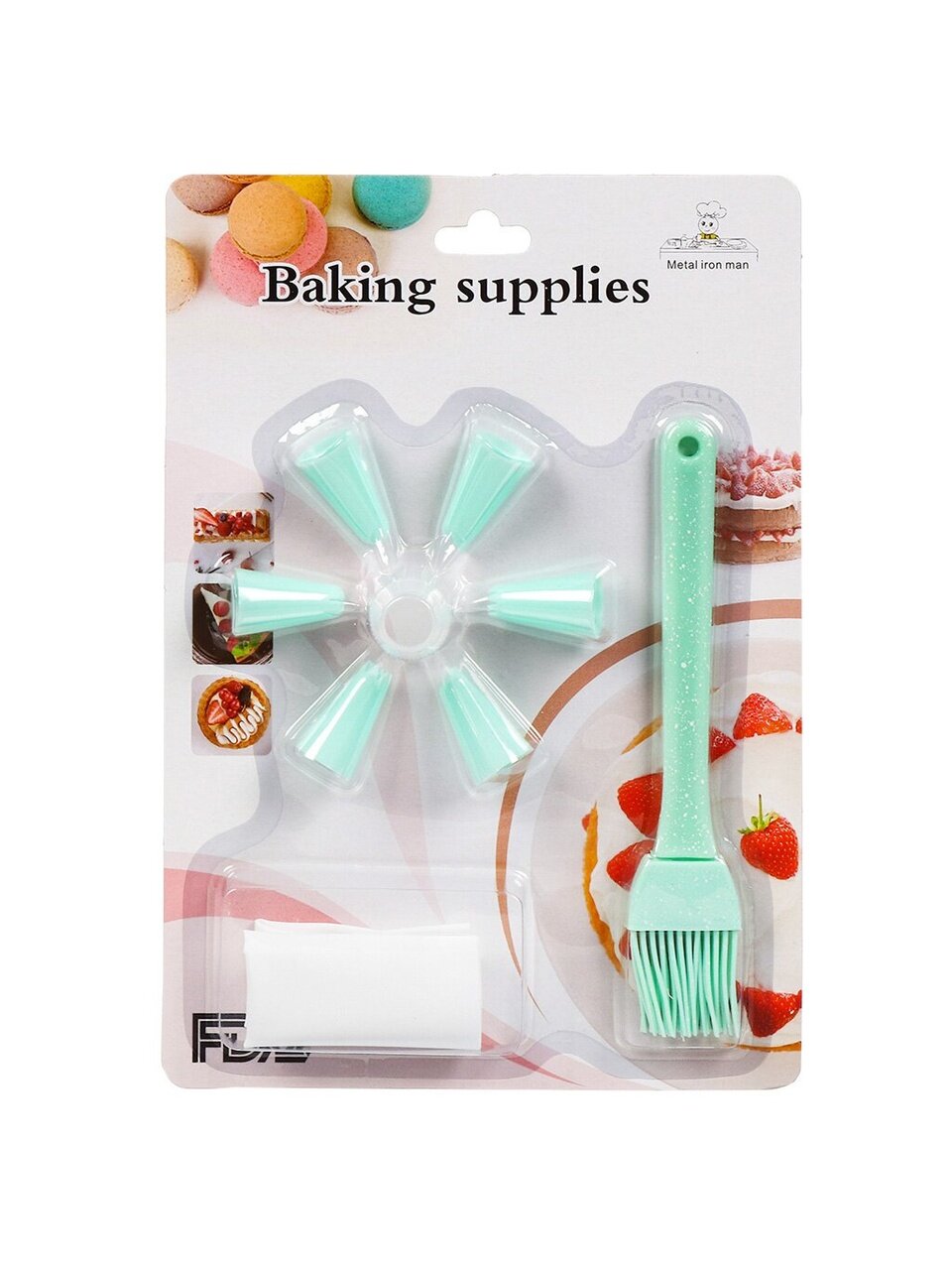 Кондитерский набор мешок, 6 насадок, кисточка, Y4-6428