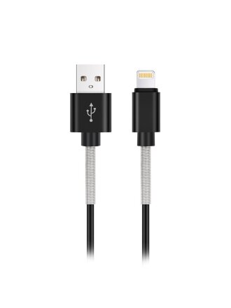 Кабель USB, AVS, IP-561S, Apple Lightning, 1 м, USB 2.0, усиленный, в пакете, черный, A40285S