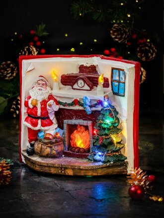 Фигурка декоративная У камина, 26х17х20.5 см, музыкальная, LED, 3хАА, Y4-7512