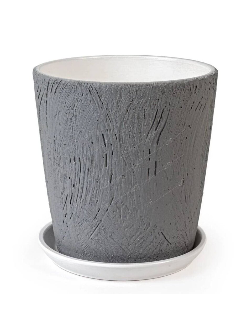 Горшок керамика, 0.9 л, 12х12 см, конус, серый, Короед №2, 002629