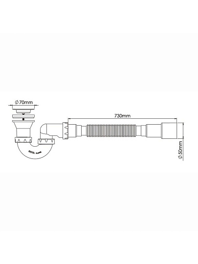 Сифон для душевого поддона, 1 1/2", U-образный h130 с г/т, Aquanova, 1620
