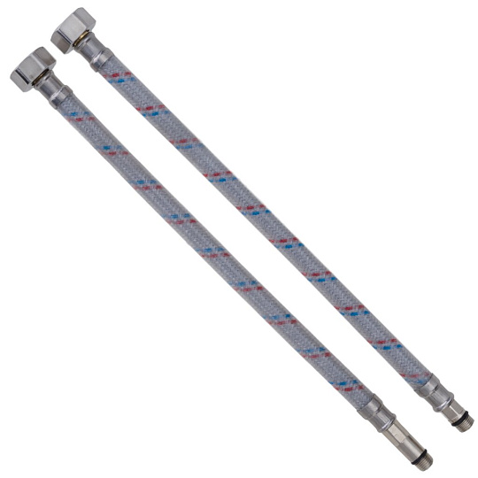 Подводка для воды М10-1/2"х1 м, пара, латунь, полимер, AquaLine