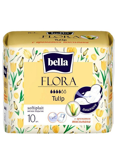 Прокладки женские Bella, Flora Tulip, 10 шт, с ароматом тюльпана, BE-012-RW10-097