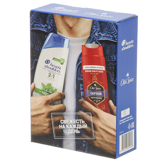 Набор подарочный для мужчин, Head & Shoulders, Ментол 2в1, шампунь 200 мл + гель для душа Capitan 250 мл