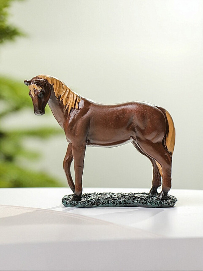 Фигурка декоративная полистоун, Лошадь, 11х9 см, коричневая, Y4-9787