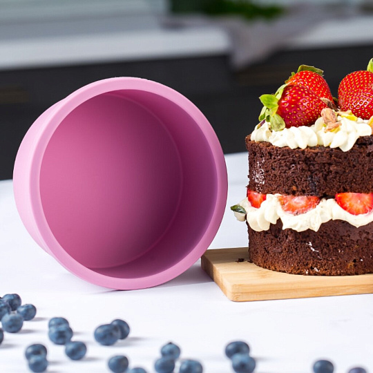Форма для запекания силикон, 12.7х12.7х7 см, кругл, Хорс, Plum, П-01-155-01-(205)