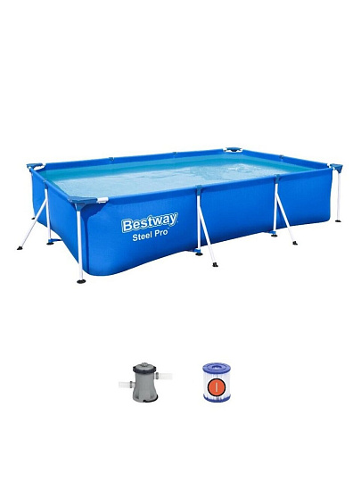 Бассейн каркасный Bestway, 300х201х66 см, Steel Pro, 56411, фильтр-насос, 3300 л