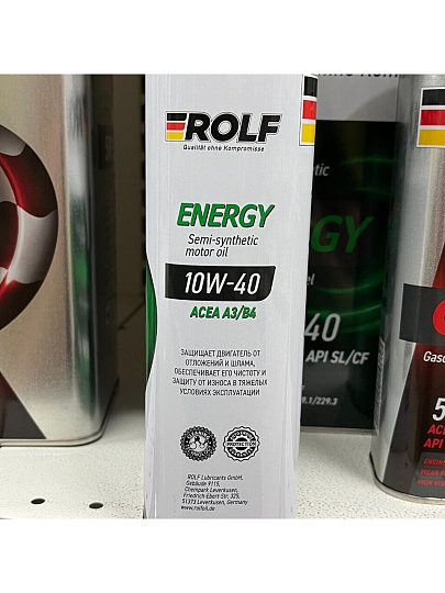 Масло моторное полусинтетическое, 10W40, Rolf, Energy, 1 л, 322424