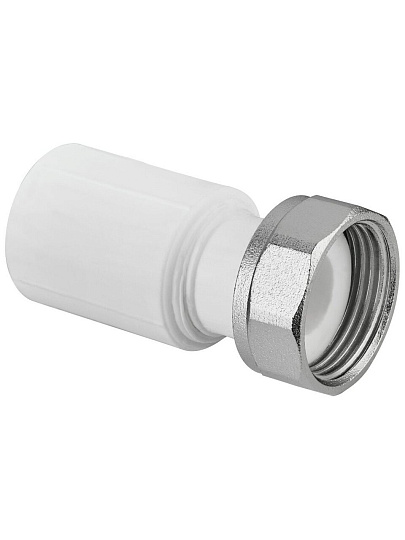 Муфта с накидной гайкой полипропилен, d25х3/4", белая, РосТурПласт, 28192