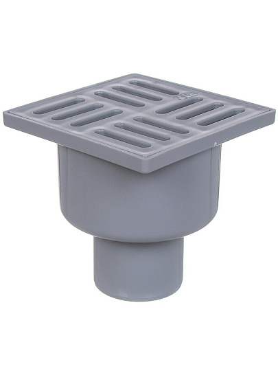 Трап канализационный прямой, 50 мм, 100х100 мм, РосТурПласт, серый, 36587