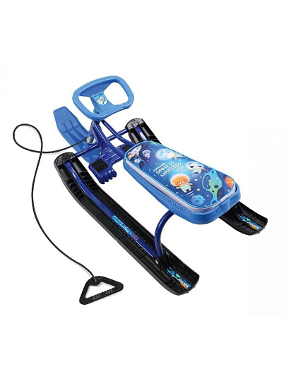 Снегокат Nika, Тимка спорт 2, ТС2-М/К, 42 см, космический, синий каркас, буксировочный трос