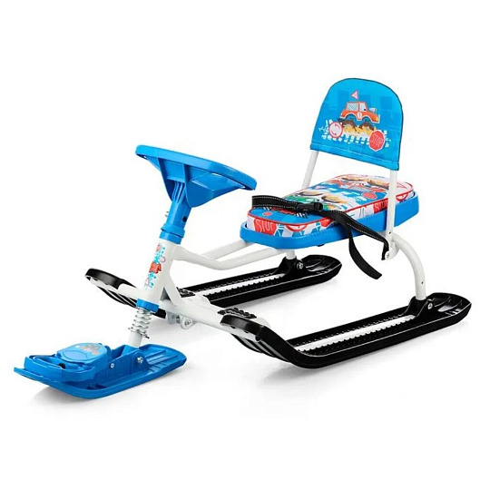 Снегокат Nika, Тимка спорт 4-1, ТС4-1/БГ, 45 см, машины, красный, белый каркас, складная спинка, ремень безопасности, трос