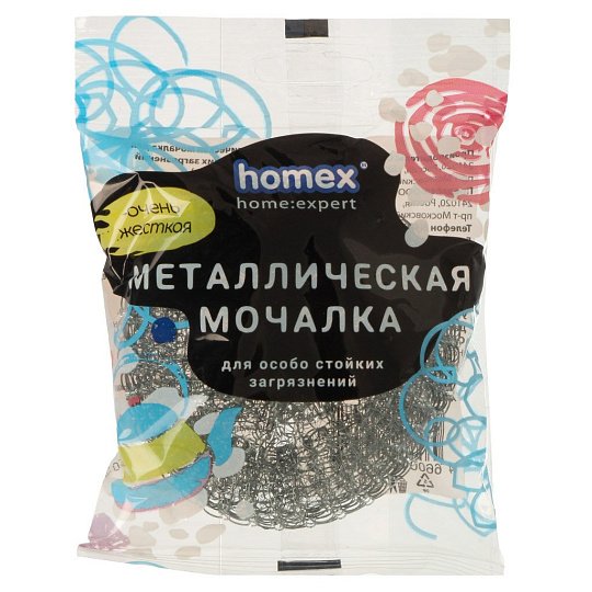 Мочалка для посуды мет-л, плетеная, Homex, Очень жесткая, 0472