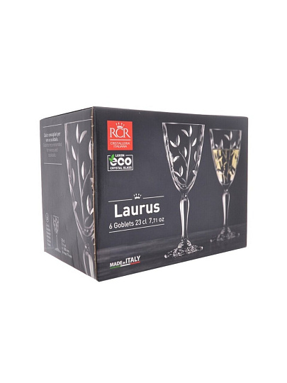 Бокал для вина, 230 мл, хрустальное стекло, 6 шт, RCR, Laurus, 56240