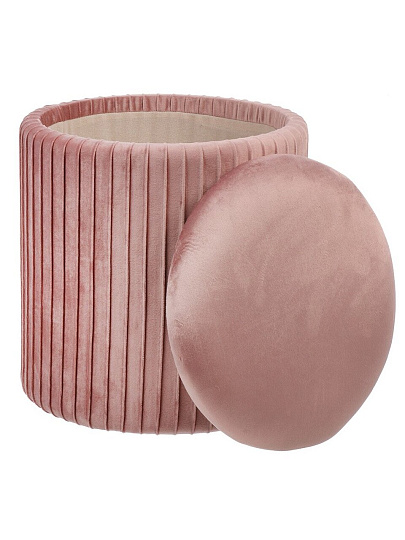 Пуф 32х32х35 см, МДФ, ткань, велюр, до 110 кг, круглый, розовый, Люкс, L030006