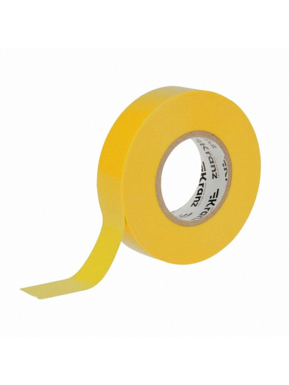 Изолента ПВХ, 19 мм, 180 мкм, желтая, 20 м, профессиональная, Kranz, KR-09-2802