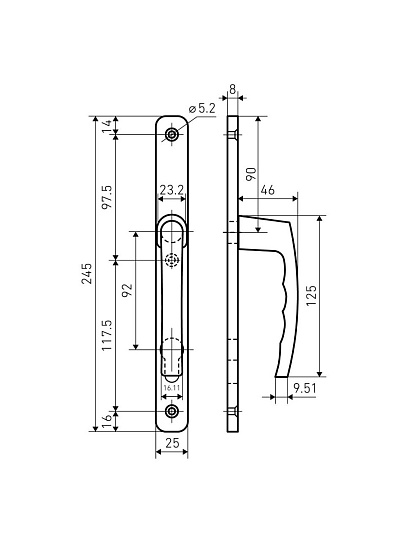 Ручка дверная Булат, РФ 92.25.02.8017 УРАЛ, 15993, комплект, коричневая, алюминиевый сплав