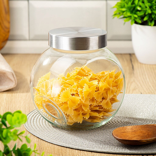 Банка для сыпучих продуктов, стекло, 1.6 л, с крышкой, Манхеттен, Y6-6493