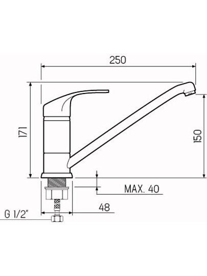 Смеситель для кухни, РМС, с картриджем, хром, SL85-004FBS-25