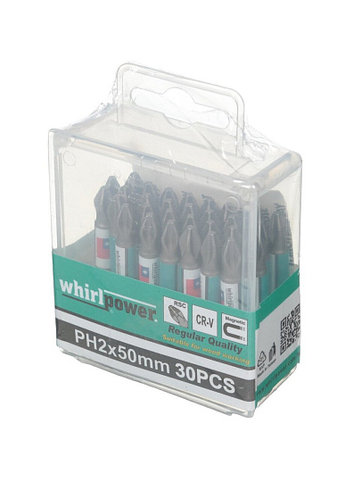 Набор бит для больших нагрузок, Whirlpower, PH2, 50 мм, 30 шт, RSC-regular