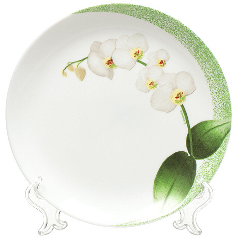 Тарелка десертная, стеклокерамика, 21 см, круглая, White Orchid, Luminarc, P6436