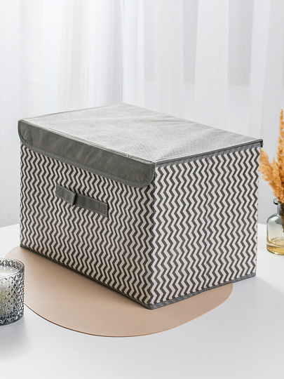 Кофр для хранения, с крышкой, складной, 38.5х26х24.5 см, серая волна, A190062