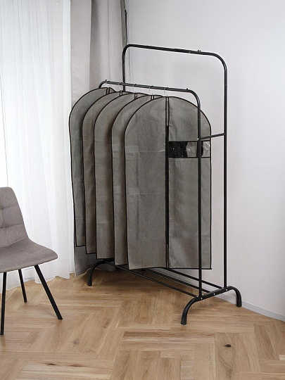 Набор чехлов для одежды 60х137 см, полиэстер, без кармана, 5 шт, серый, A290035